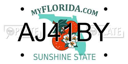 AJ41BY Florida License Plate
