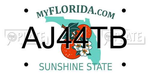 AJ44TB Florida License Plate