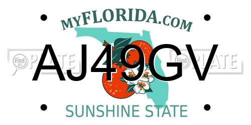 AJ49GV Florida License Plate