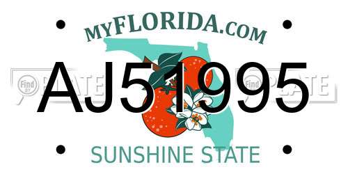 AJ51995 Florida License Plate