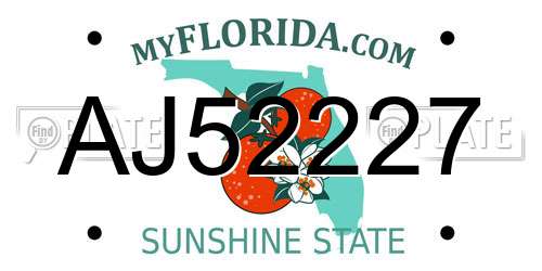 AJ52227 Florida License Plate