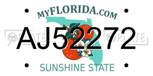 AJ52272 Florida License Plate