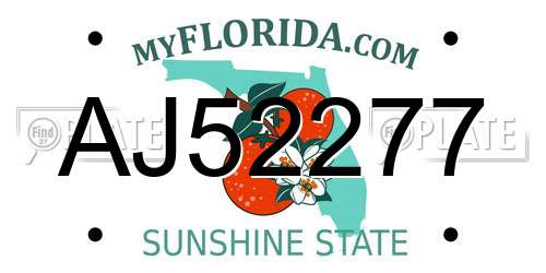 AJ52277 Florida License Plate