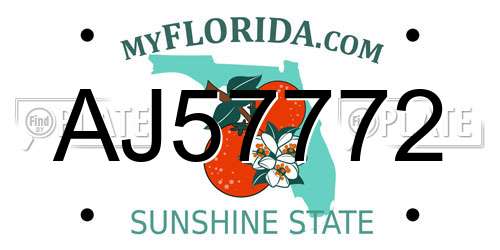 AJ57772 Florida License Plate