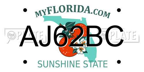 AJ62BC Florida License Plate