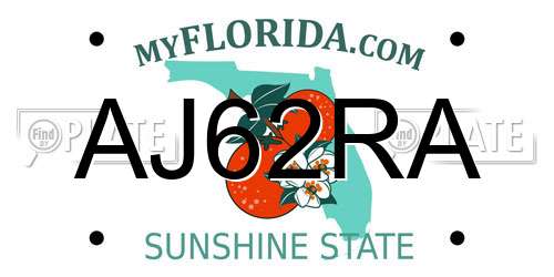 AJ62RA Florida License Plate