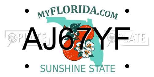 AJ67YF Florida License Plate