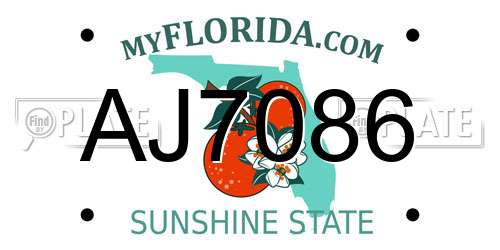 AJ7086 Florida License Plate