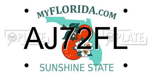 AJ72FL Florida License Plate