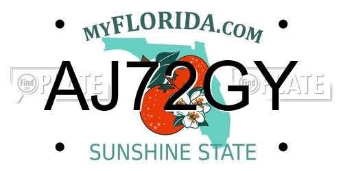 AJ72GY Florida License Plate