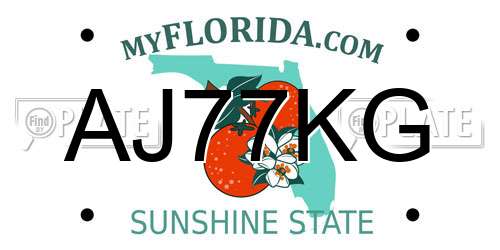 AJ77KG Florida License Plate