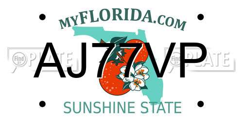 AJ77VP Florida License Plate