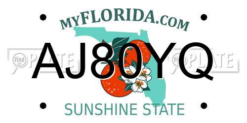 AJ80YQ Florida License Plate