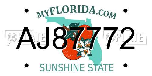 AJ87772 Florida License Plate
