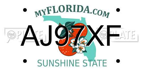 AJ97XF Florida License Plate