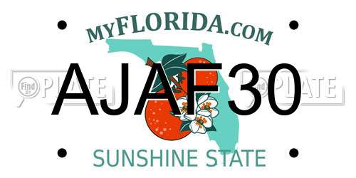 AJAF30 Florida License Plate