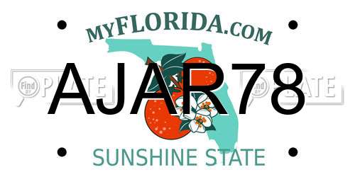 AJAR78 Florida License Plate