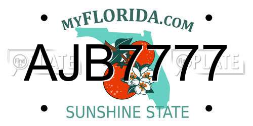 AJB7777 Florida License Plate