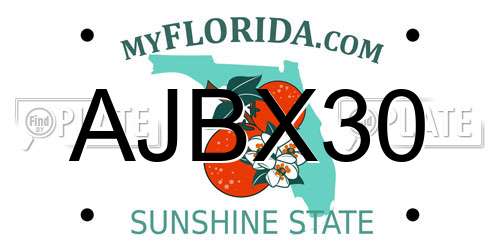AJBX30 Florida License Plate