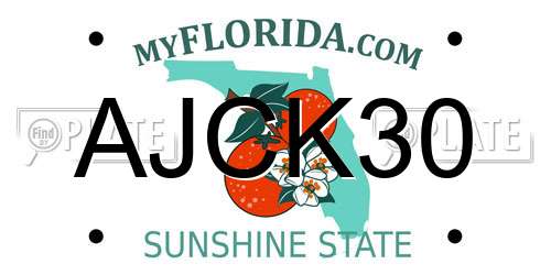 AJCK30 Florida License Plate