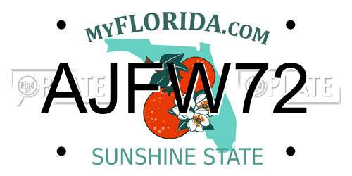 AJFW72 Florida License Plate