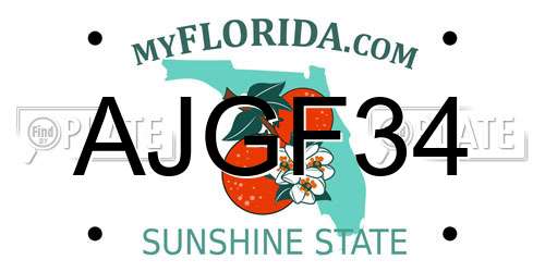 AJGF34 Florida License Plate