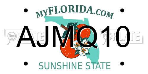 AJMQ10 Florida License Plate