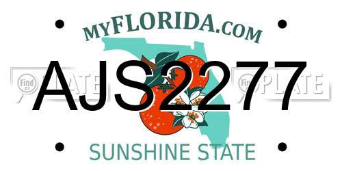 AJS2277 Florida License Plate