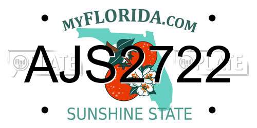 AJS2722 Florida License Plate