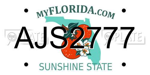 AJS2777 Florida License Plate
