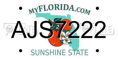 AJS7222 Florida License Plate