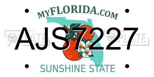 AJS7227 Florida License Plate