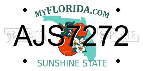 AJS7272 Florida License Plate
