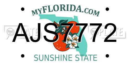 AJS7772 Florida License Plate