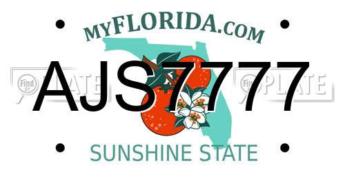 AJS7777 Florida License Plate