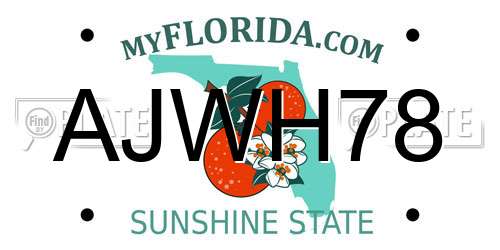 AJWH78 Florida License Plate