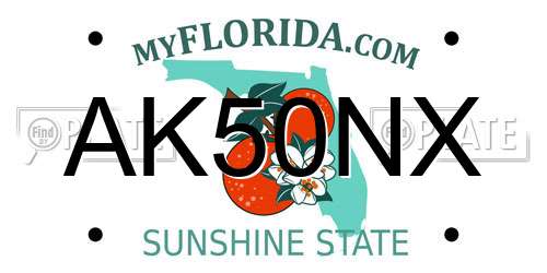 AK50NX Florida License Plate