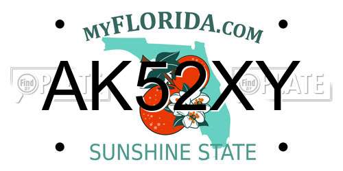 AK52XY Florida License Plate