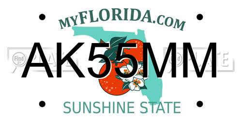 AK55MM Florida License Plate