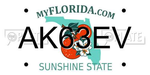 AK63EV Florida License Plate