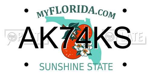 AK74KS Florida License Plate