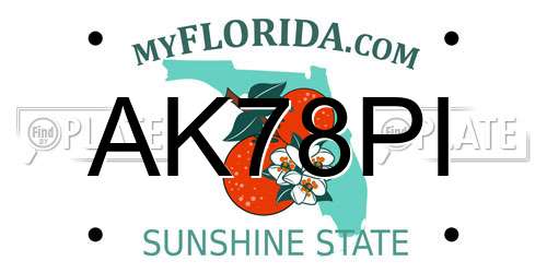 AK78PI Florida License Plate