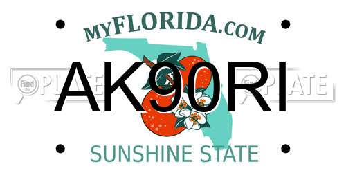 AK90RI Florida License Plate