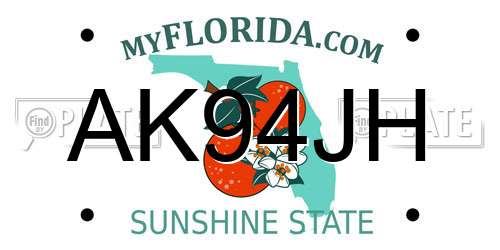 AK94JH Florida License Plate