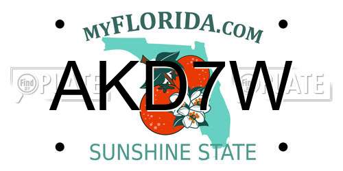 AKD7W Florida License Plate