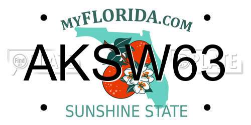 AKSW63 Florida License Plate