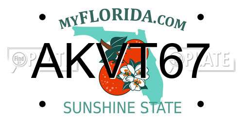 AKVT67 Florida License Plate