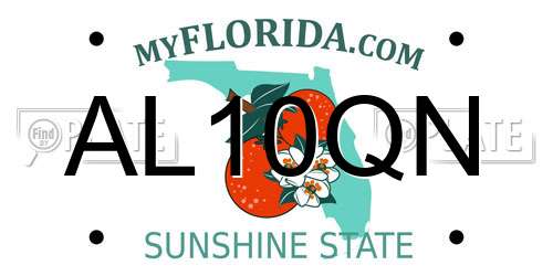 AL10QN Florida License Plate