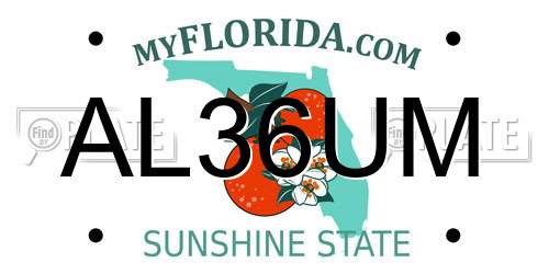 AL36UM Florida License Plate