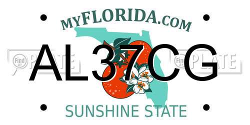 AL37CG Florida License Plate